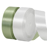 2 Rolls Sage Green Ribbon, 1 Inch 50 Yards Dusty Sage Green White Satin Fabric Ribbon for Wedding Party, Gift Wrapping, Baby Sho