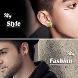 FLYUN 6Pairs Black Surgical Steel Eyeball Mens Earring Fake Gauge Earrings Men's Faux Plugs Earring for Men Studs with Screw Fla