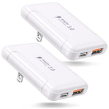 Slim Flat USB C Wall Charger, Costyle 2 Pack 30W USB A & USB C Charger Block Quick Fast Charge 3.0 Charging Block Brick with Fol