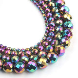 Song Xi Faceted Multicolor Hematite Loose Beads for Jewelry Making 8mm 15inches Beads