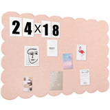 Mooliwe Scalloped Felt Bulletin Board 24 x 18 Inches Foldable Flesh Pink Pin Cork Board Alternative for Wall, 2 x 1.5 Trifold 