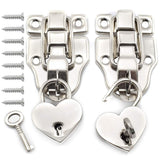 SDTC Tech Antique Cabinet Duckbilled Toggle Hasp Latch and Heart-Shaped Padlock Kit with Matching Screws for Jewelry Box Wooden 