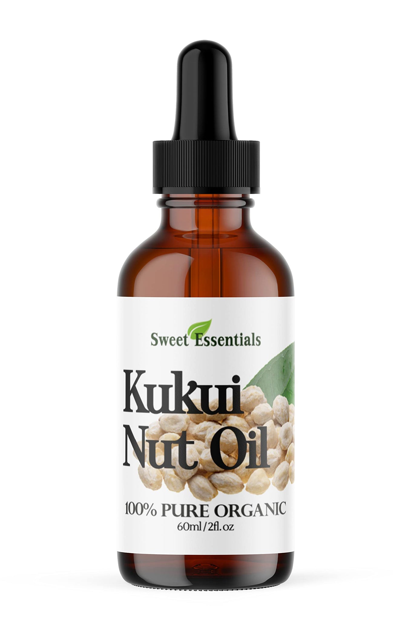 100% Organic Kukui Nut Oil | Imported From Hawaii | 2oz Glass Bottle | Glass Dropper | Natural Moisturizer for Skin, Hair and Fa