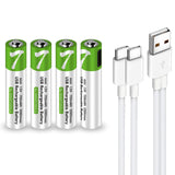 CAMELCELL 4 Pack AAA Battery,Rechargeable AAA Batteries, Lithium-ion Triple A Batteries 750mwh,1.5V Battery with 4 in1 USB Type 
