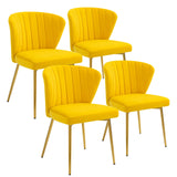 ANOUR Modern Dining Chiars Set of 4,Velvet Kitchen Chairs,Upholstered Side Chair with Golden Metal Legs,Small Accent Chairs for 