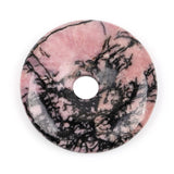 GEM-Inside 30mm Black Pink Rhodonite Jasper Stone Circle Donuts Beads for Pendant Jewelry Making Power Energy Chakra Massage Gua