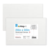 KINGART Stretched White Canvas Set - Rectangle, 20x30 Inch, 2-Pack - 100% Cotton, Triple Gesso Primed - 5/8 Profile Back-Stapled