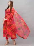 Gosriki Women'S Georgette Anarkali Printed Kurta With Pant & Dupatta (Butki Pink-Nw-Gs_S_Pink_Small),Pink,,B0CFFF338C