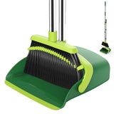 Broom and Dustpan Set, 52-in Long Adjustable Handle Broom Dustpan Combo with Dust pan Teeth to Automatically Clean Hair Suitable