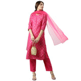 Gosriki Women'S Polycotton Straight Printed Kurta With Pant & Dupatta (Parveena Pink_Xxl-Go_Pink_Xx-Large),Pink,2,B09VFGY7CS