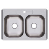 Elkay Dayton Stainless Steel 33 X 22 X 6-9/16, Equal Double Bowl Drop-In Sink