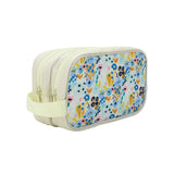 Bioworld Floral Print Dual Compartment Cream Toiletry Cosmetic Kit
