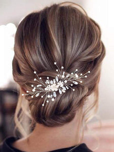 Barode Rhinestones Bridal Wedding Hair Pins Silver Flower Hairpin Pearl Bride Hair Accessories for Women and Girlss (Silver)