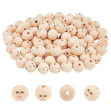 PH PandaHall 100pcs Smile Face Wood Beads 20mm Wooden Beads Natural Wood Beads Loose Beads with Face Head Beads for Bracelet Nec