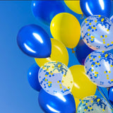 GAKA Blue Yellow Confetti Balloons, Pack of 50,Yellow and Blue Balloons for Party Decorations Supplies 3 Style,12 Inch