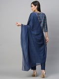 Gosriki Women'S Cotton Blend Straight Printed Kurta With Pant & Dupatta (Jin Blue-Gs_L_Blue_Large),Blue,,B0BVJ3C6J1