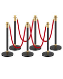 VEVOR Stanchions and Velvet Ropes, 6 Pcs Crowd Control Barriers with 4 Red Velvet Ropes, Stainless Steel Stanchion Post Queue wi