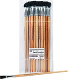 Charles Leonard Flat Tip Easel Paint Brushes with Long Handle, 0.50 Inch, Natural Handles and Black Bristles, 12Pack (73550)