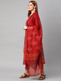 Anni Designer Women'S Cotton Blend Printed Kurta And Pant With Dupatta Set (Shank-Maroon-Nw_Xl_Maroon_X-Large),Maroon,XL,Cotton Blend,Regular,Dupatta