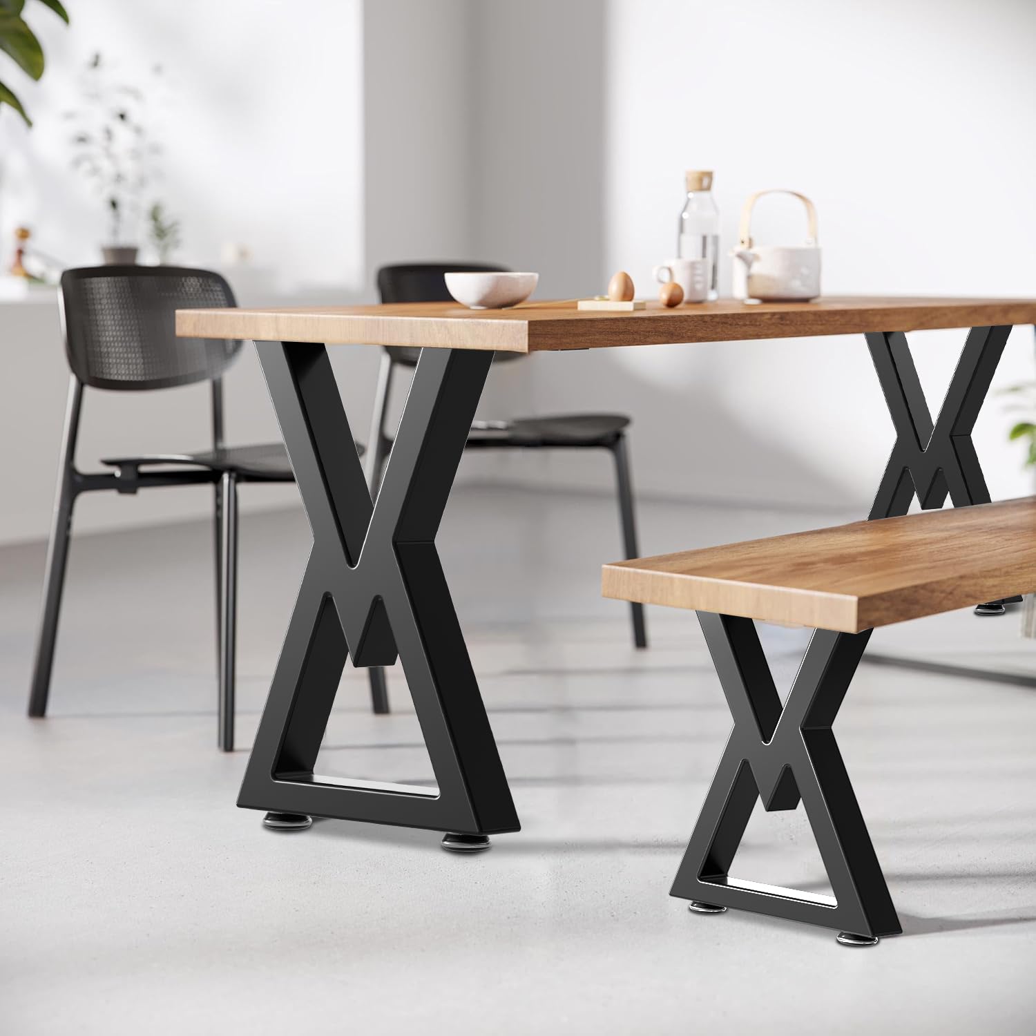 Likapop 28 Metal Coffee Table Legs, Diamond Shape Bench Legs, Heavy Duty Desk Legs, Black Metal End Table Legs, DIY Furniture