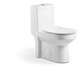 Fine Fixtures DualFlush OnePiece Toilet With HighEfficiency Flush, Standard 12 Roughin, Round Seat Small, Space Saver Des