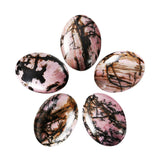 Nupuyai Pack of 5 Oval Rhodonite Cabochons for Jewelry Making, Stone Cabochons Flatback DIY Art Project Jewelry Making Supplies,