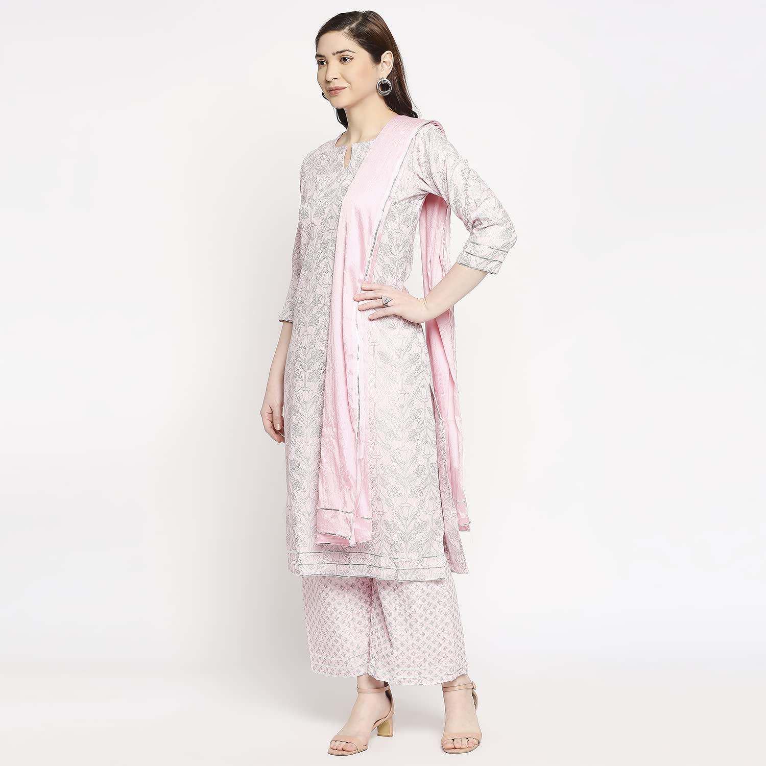 Gosriki Women'S Cotton Straight Kurta With Palazzo & Dupatta (Doli Pink_Gsk_Xxl-Go_Pink_Xx-Large),Pink,2,B09KN3DP5G