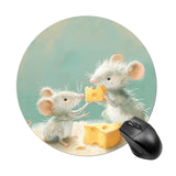 Mouse Selling Cheese to Other Mouse Mousepad Round Computer Mousepad Cute Animals Waterproof Gaming Mousepads with Non-Slip Rubb