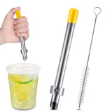 Lasnten 1 Pack Straw Puncher for Plastic Lids Lemonade Cups, Stainless Steel Straw Hole Puncher Punching Tools for Cafe Drinks D