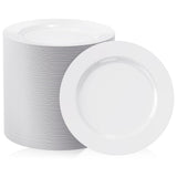 FOCUSLINE 100 Count White Plastic Dessert Plates 7 Inch, Disposable Heavy Duty Plastic Plates for Weddings, Parties and Events