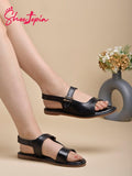 Shoetopia Women'S Snd-139 Flat Sandal-8 Kids Uk (Snd-139-Black)-Eu41,Black,8,B0D4JWJS38