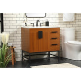 Elegant Decor Indoor Modern Under Sink Bathroom Fixtures Storage Organizer Cabinet 42 Inch Single Bathroom Vanity - Grey