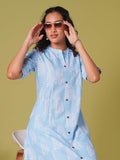Anni Designer Women'S Rayon Viscose Straight Printed Kurta With Pant (Kopek Sky-Vks04_S_Sky Blue_Small),Sky Blue,S,,,