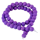 Natural Stone Beads for Jewelry Making Round Smooth Genuine Purple Volcanic Lava Gemstone Loose Energy Healing Beads for Necklac