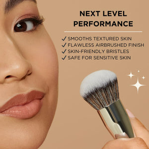 HALEYS Kabuki Makeup Brush VEGAN+CRUELTY-FREE, Sustainable Wood, Vegan Bristles for Airbrushed Finish, For Creams, Liquids, Powd