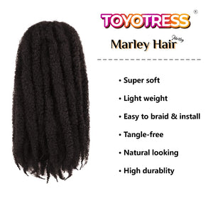 (2) - ToyoTress 6packs/lot Afro Kinky Curly Marley Braids Hair Extensions Kanekalon Synthetic Twist Crochet Braiding Hair (2)