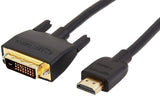 Amazon Basics HDMI to DVI (Male) Adapter Cable, Bi-Directional 1080P, 6 ft/1.8 m, Gold-Plated, Easy to Install, Single Pack for 