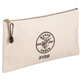 Klein Tools 5139 Zipper Bag, Canvas Tool Pouch to 12.5 x 7 x 0.7 Inch with Heavy Duty Brass Zipper Close, Natural