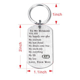 CPLJW Husband Keychain Gifts from Wife - Husband Birthday Anniversary Christmas Idea Engraved Keychain Gifts