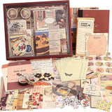Tendula Vintage Aesthetic Scrapbook Kit, 346 Pcs, A6 Grid Notebook, Washi Stickers, Envelopes, Journal Scrapbooking Art, Scrapbo