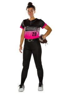 Alleson Athletic Fastpitch Softball Pants For Women. Low Rise Double Knit Black Softball Pants With Belt Loop (Style 605Pbw) Lar