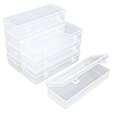 Thintinick 8 Pack Rectangular Clear Plastic Storage Containers Box with Hinged Lid for Beads and Other Small Craft Items (6.89 x