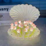 SWEXURY Tulip Night Light Flower Lamp Shell Light,Tulips Bedroom Table Lamps,Christmas Birthday Gifts for Women Her Girlfriend W