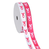 YAMA Breast Cancer Ribbon 3/8 Inch Total 20 Yards, Breast Cancer Ribbon White Pink Grosgrain with Satin Cancer Awareness Ribbons
