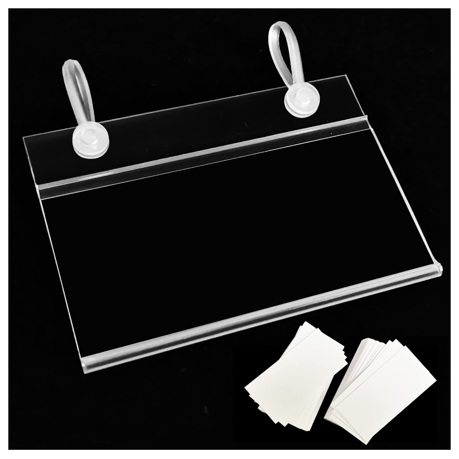 140 PCS Plastic Wire Shelf Label Holder - Shelf Label Holders 3.1 x 1.6, Wire Basket Label Holders with Hook and 140pcs Labe