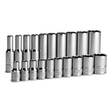 Capri Tools 1/4 in. Drive 12Point Shallow and Deep Socket Set, SAE, 3/16 to 9/16 in, SAE, 20Piece