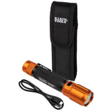 Klein Tools 56413 Rechargeable 2-Color LED Flashlight, Holster, Spotlight, Floodlight, Red LED, 1000 Lumens, USB Cable, Camping,