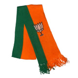 Omg Flag Bjp Party Cotton Scarf With Lotus Symbol, Orange & Green Political Gamcha, Bharatiya Janata Party Political Theme, Ligh