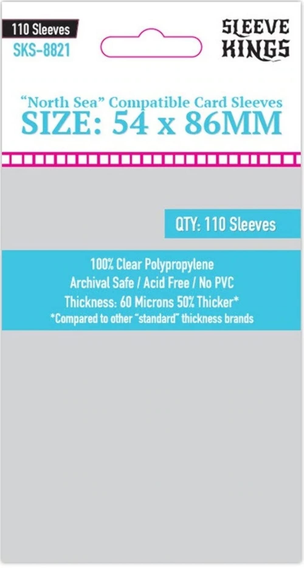 Sleeve Kings North Sea Compatible Sleeves (54x86mm) -110 Pack, 60 Microns