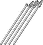 Sworker 4Pcs Long Carbide Burr Set 1/4 Shank Total L 6.1 Die Grinder Bits Rotary Rasp Attachment Cut Port Grind Metal Cast Iron 